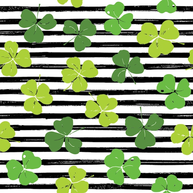 Clover leaf seamless pattern lucky shamrock vector illustration