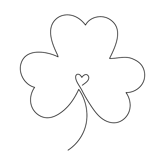 Vector clover leaf. shamrock. one line drawing, continuous line art, simple minimalistic design.