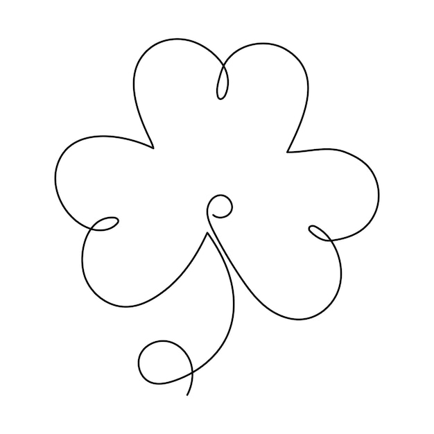 Vector clover leaf. shamrock. one line drawing, continuous line art, simple minimalistic design.