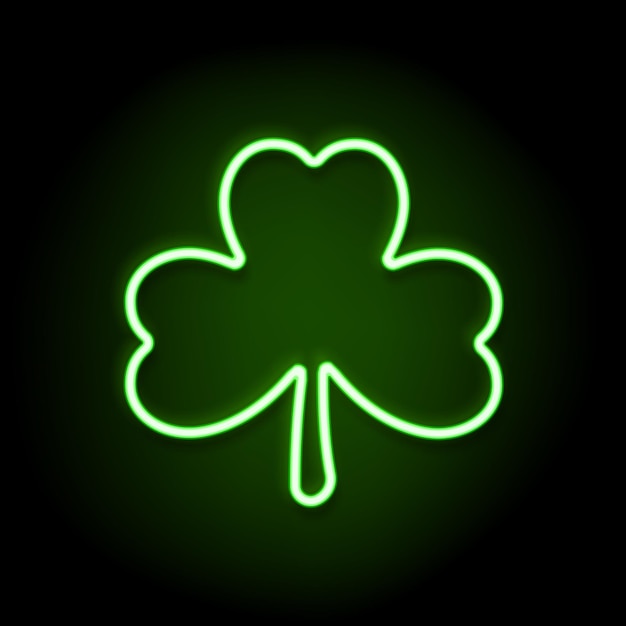 Clover sign Patrick day neon light illustration