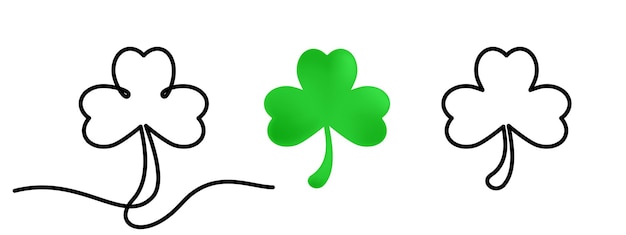 Clover sign Patrick day simple line illustration