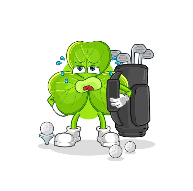 Clover with golf equipment cartoon mascot vector