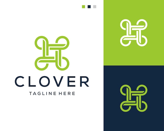 Clover with initial P logo design