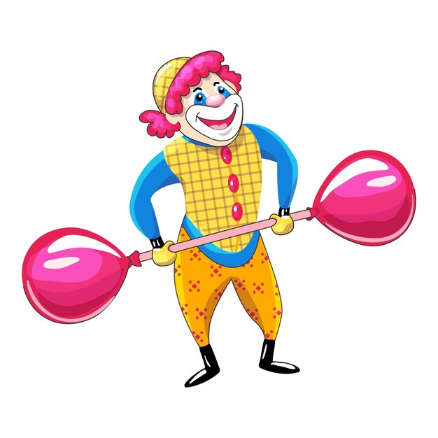 Vector clown ballon barbell pictogram cartoon van clown ballon barbell vector pictogram voor webdesign geïsoleerd op een witte achtergrond
