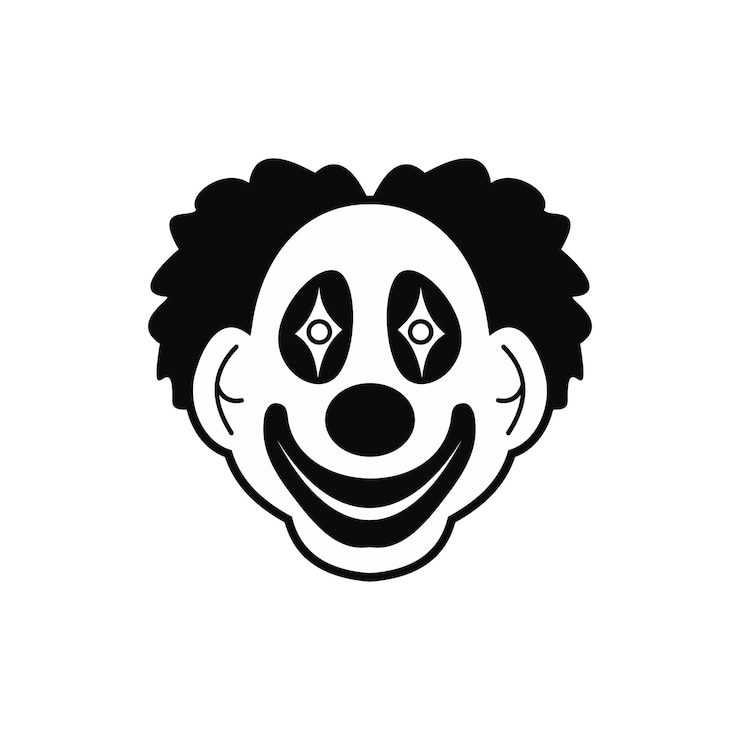 Vector clown black simple icon isolated on white background