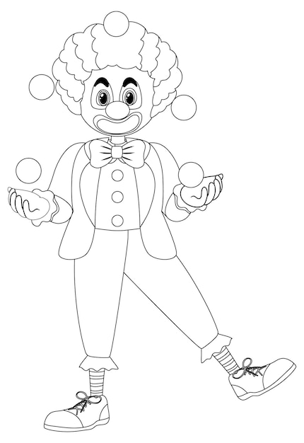 Clown black and white doodle character