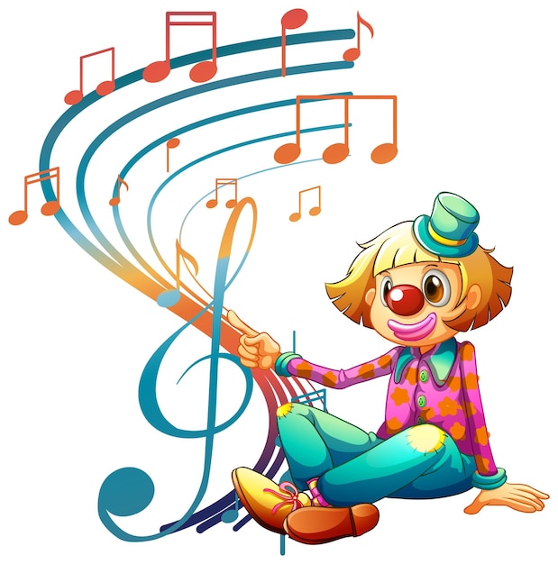 Vector clown cartton character with music note