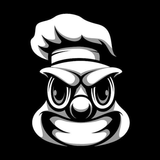 Vector clown chef black and white