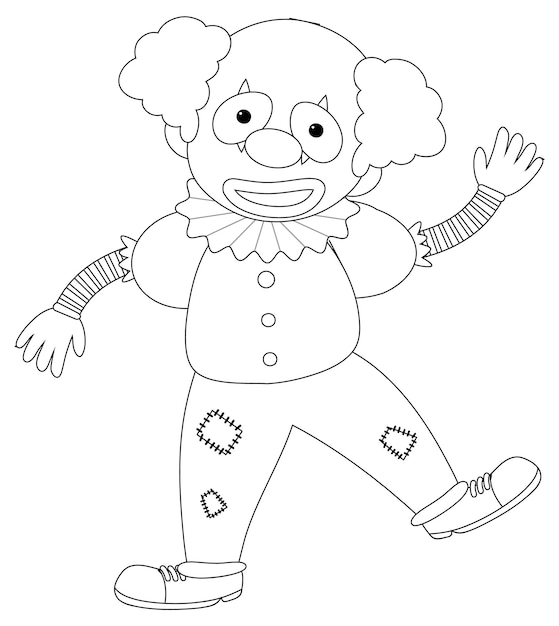 Clown doodle outline for colouring