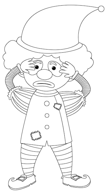 Clown doodle outline for colouring