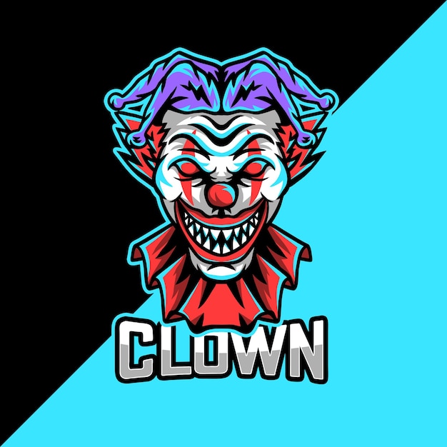 Vettore logo mascotte di clown esport