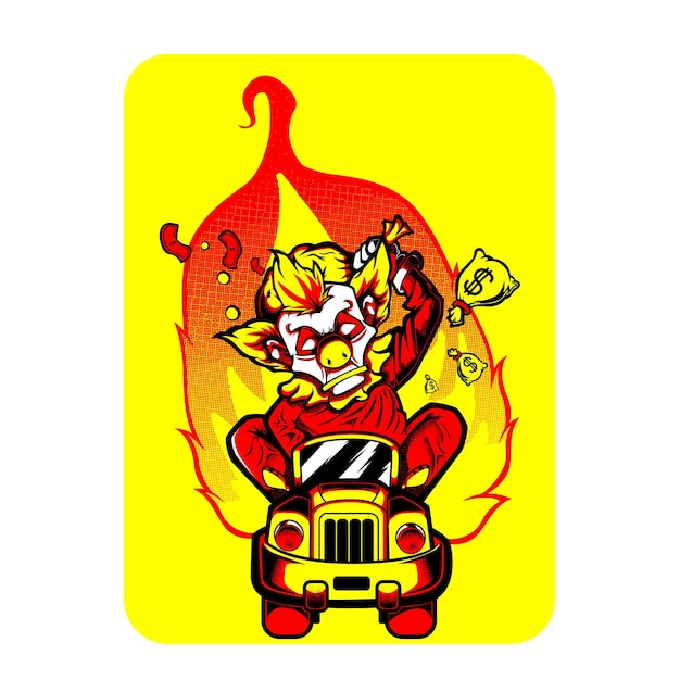 Vector clown on fire vector illustration