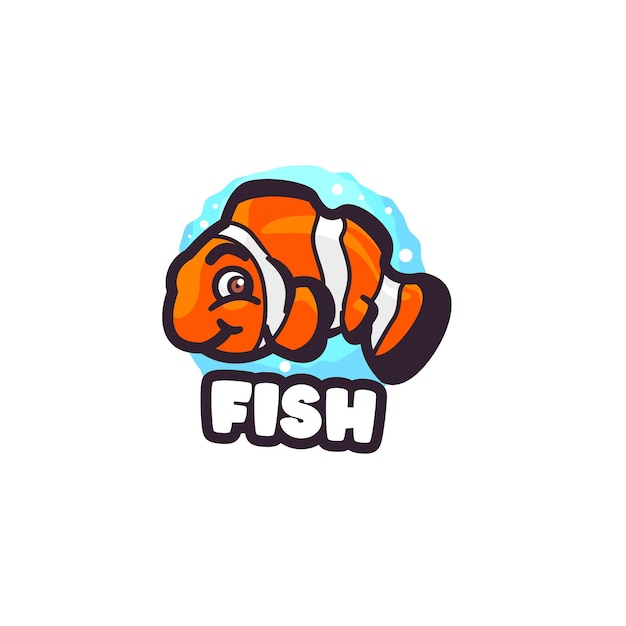 Modello logo mascotte cartone animato pesce pagliaccio