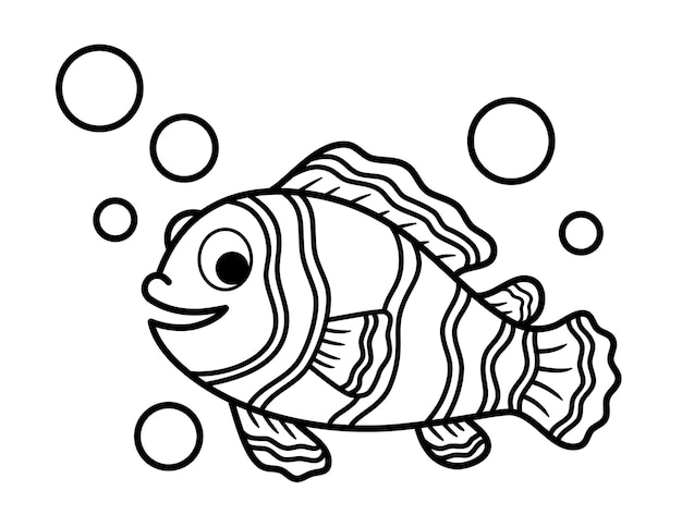 Vector clown fish coloring page for children