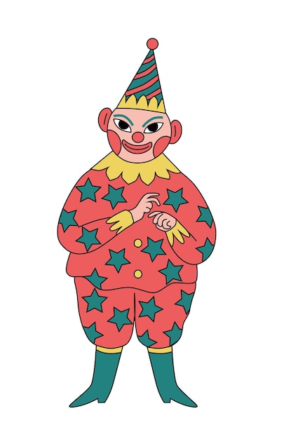 Clown geïsoleerd op witte achtergrond vector hand getekende illustratie