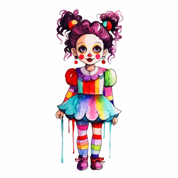 Pittura ad acquerello di clown girl