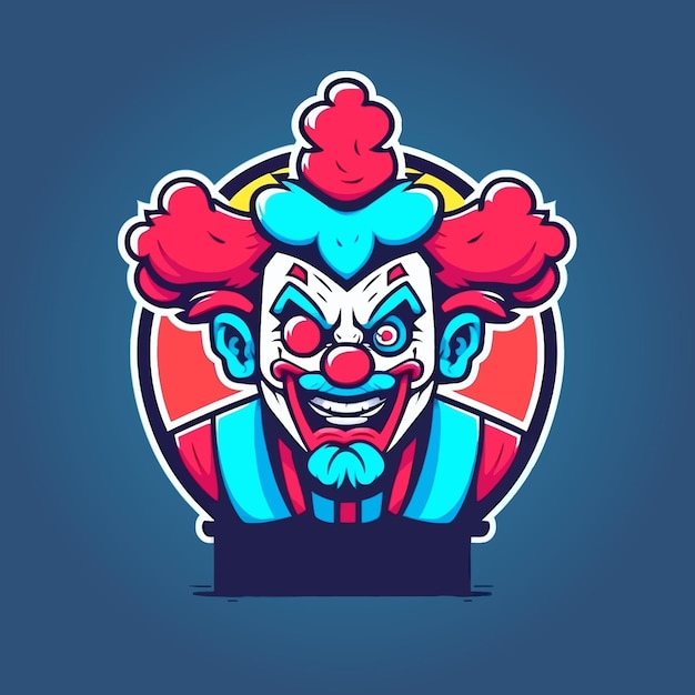 Clown head, esports mascot design, gaming logo template, illustration