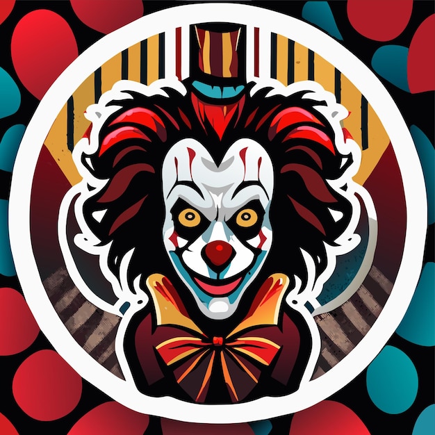 Vettore capo clown joker mascotte logo disegnato a mano piatto elegante adesivo cartone animato icona concetto isolato