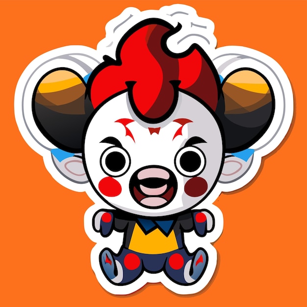 Clown head joker mascot logo hand drawn flat stylish cartoon sticker icon concept isolated
