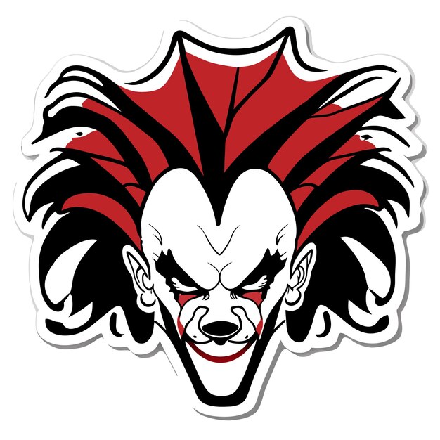 Capo clown joker mascotte logo disegnato a mano piatto elegante adesivo cartone animato icona concetto isolato