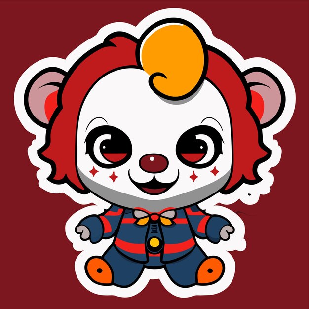 Clown head joker mascot logo hand drawn flat stylish cartoon sticker icon concept isolated