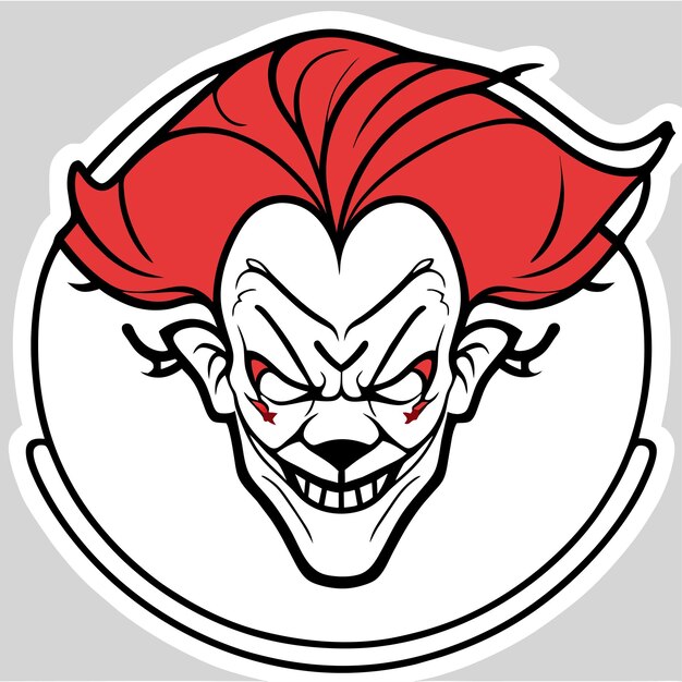 Vettore capo clown joker mascotte logo disegnato a mano piatto elegante adesivo cartone animato icona concetto isolato