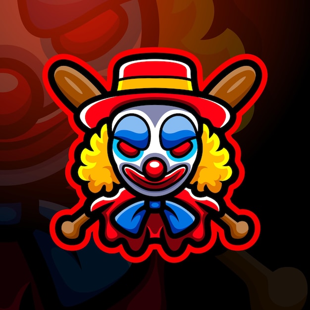 Vector clown head mascot esport illustration