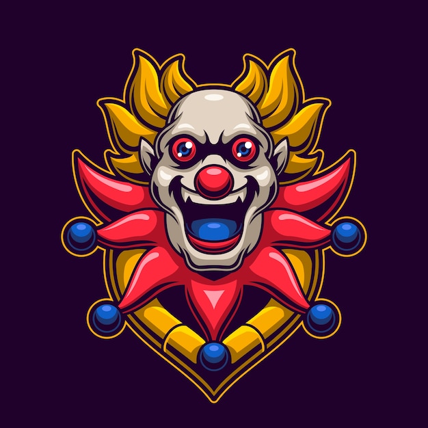 Clown hoofd logo gaming concept
