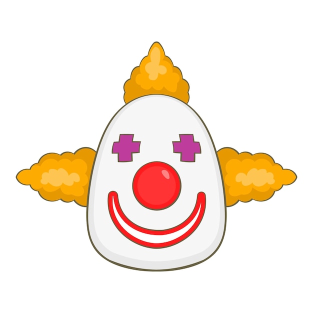 Иконка клоуна в мультяшном стиле выделена на белом фоне векторной иллюстрации