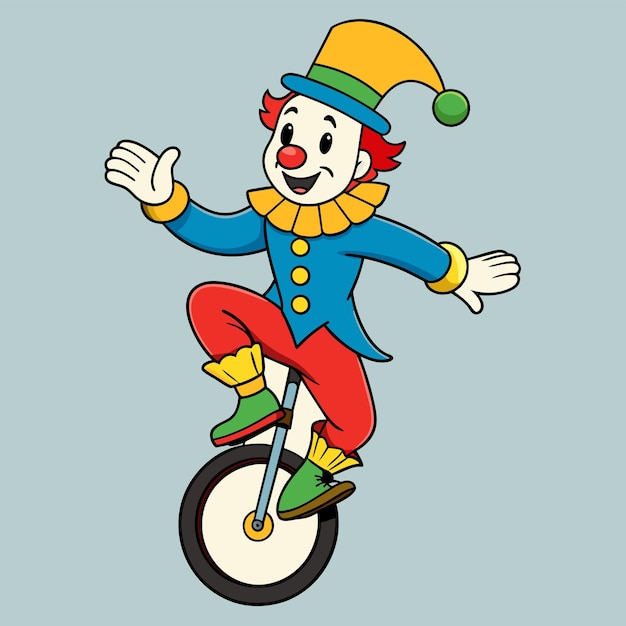 Vector a clown is riding a bike and the clown is riding a bike