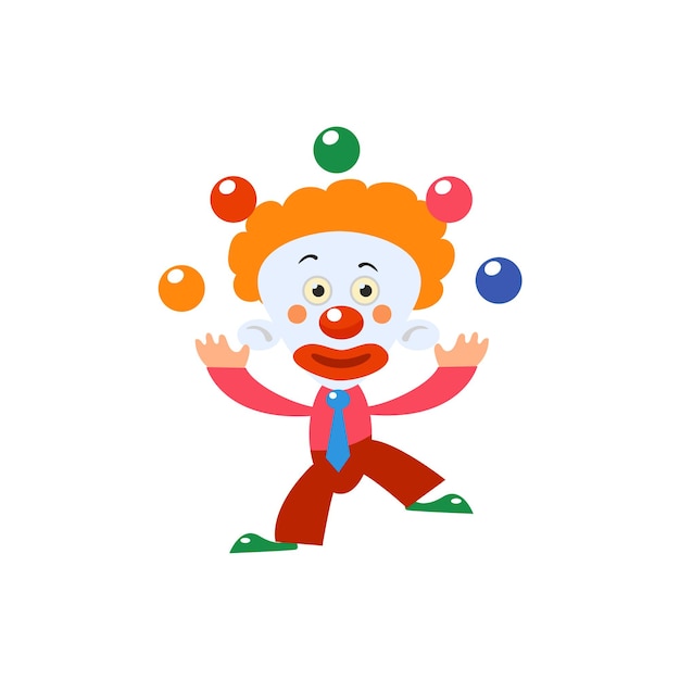 Clown giocoleria semplificato piatto isolato disegno vettoriale in modo cartone animato