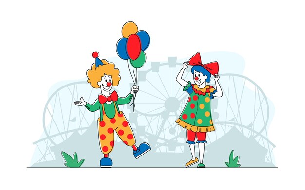 Clown-komieken in pretpark