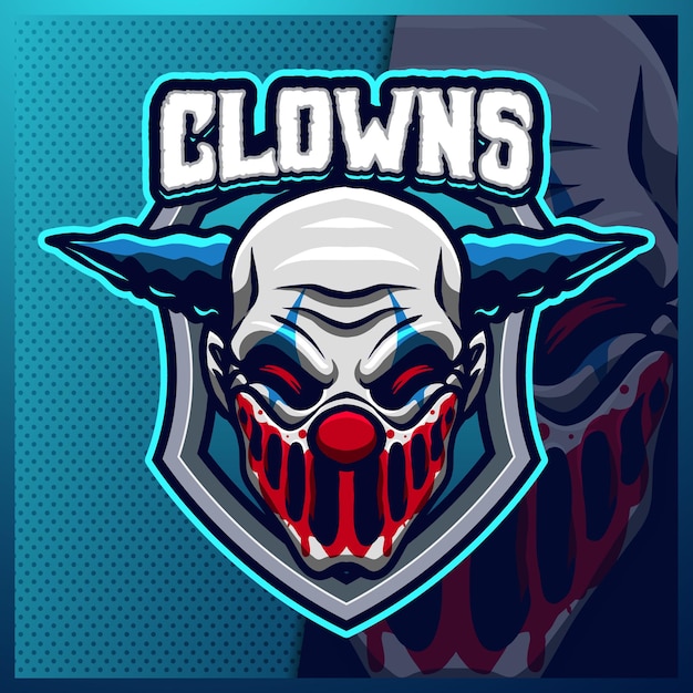 Vector clown mascot esport logo design illustrations   template, joker logo for team game