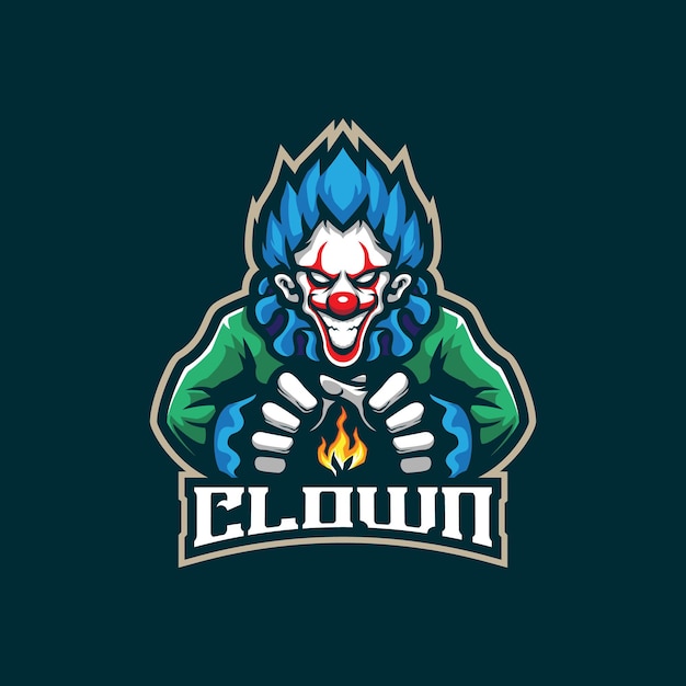 Вектор дизайна логотипа талисмана клоуна с современным концептуальным стилем иллюстрации для печати значков, эмблем и футболок. Умная клоунская иллюстрация.
