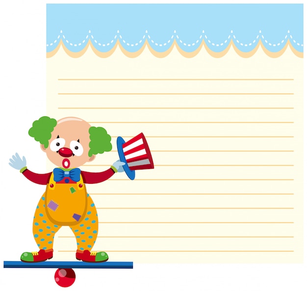 Vector a clown on note template