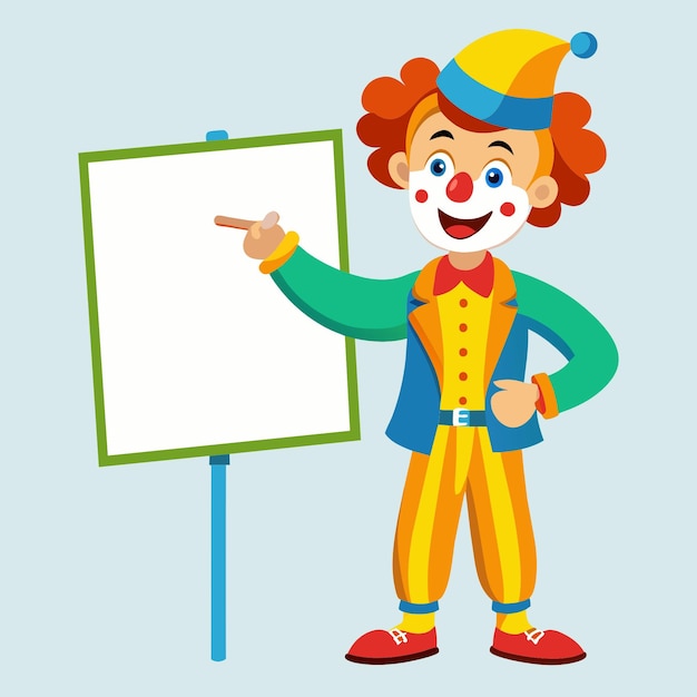 Vector a clown pointing at the white board