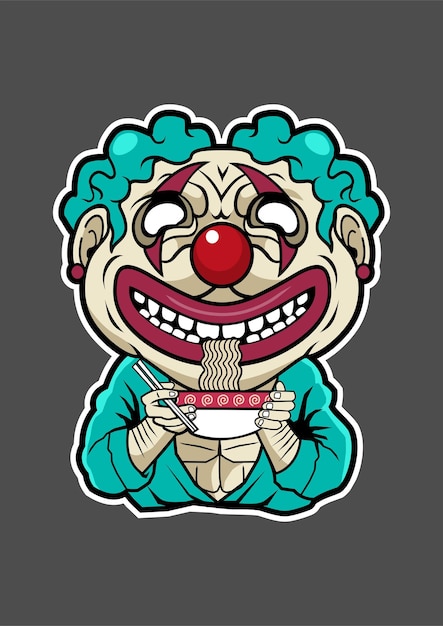 Vector clown ramen cartoon character