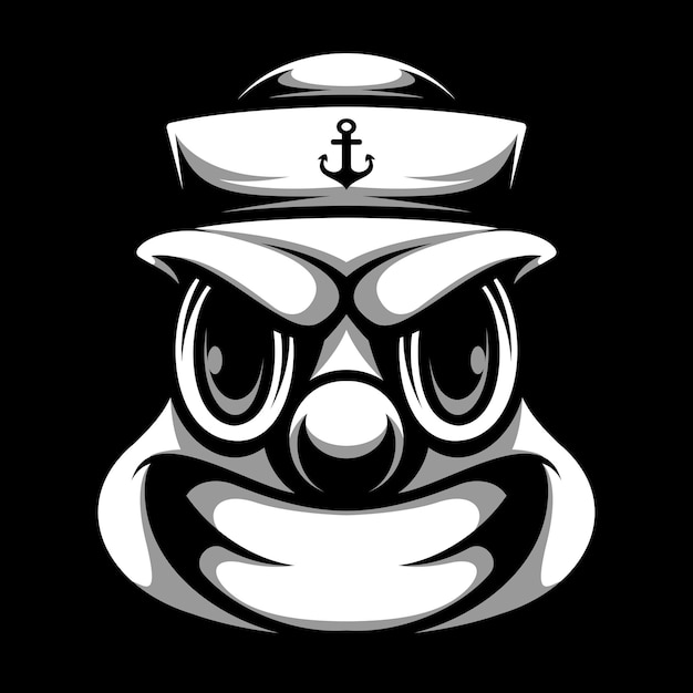 Vector clown sailor black and white