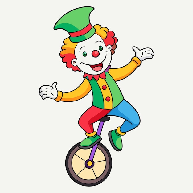 клоун с зеленой шляпой на велосипеде и клоун спереди