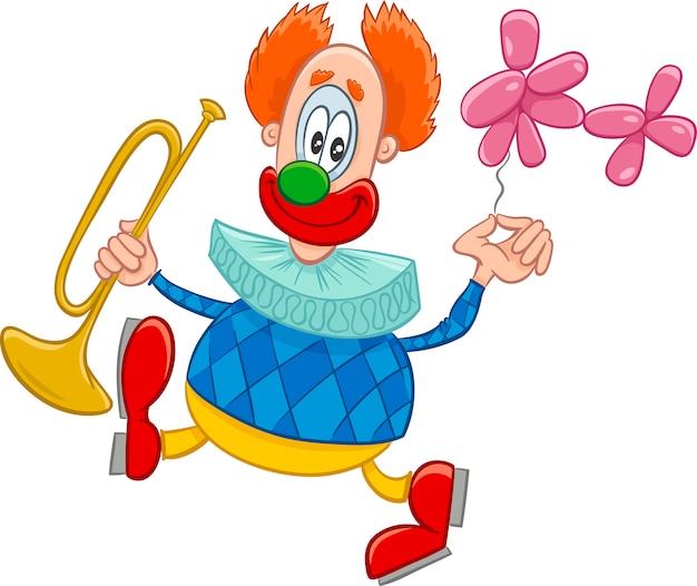 Clown with trumpet cartoon