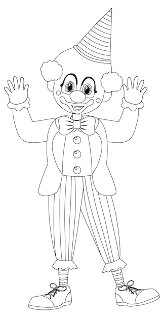 Vector clown zwart-wit doodle karakter