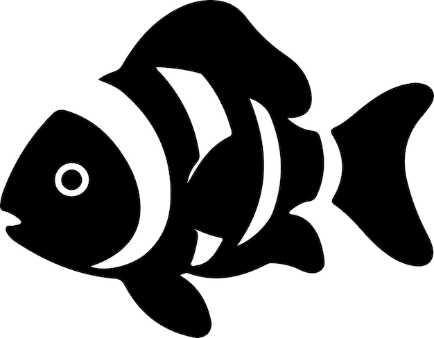 черный силуэт рыбы-клоуна с прозрачным фоном
