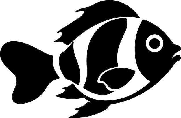 clownfish black silhouette with transparent background