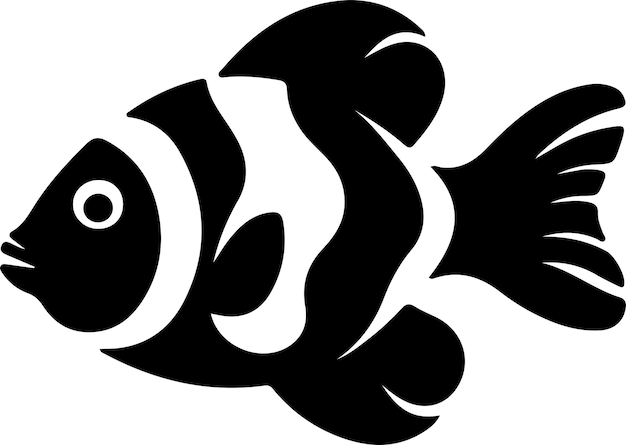 clownfish black silhouette with transparent background