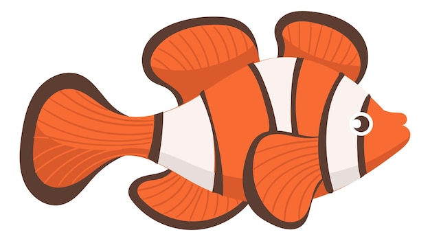 Vector clownfish cartoon icon coral reef marine animal