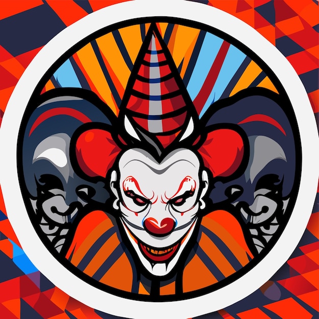 Clownhead joker mascotte logo met de hand getekend vlakke stijlvolle cartoon sticker icoon concept geïsoleerd
