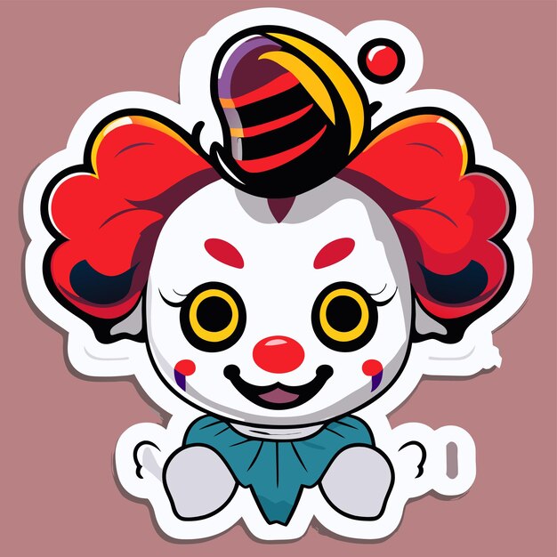 Clownhead joker mascotte logo met de hand getekend vlakke stijlvolle cartoon sticker icoon concept geïsoleerd