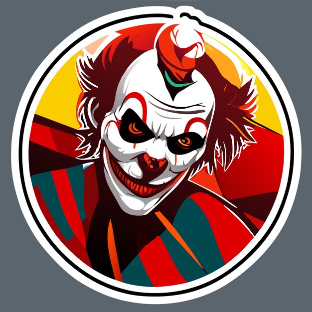 Vector clownhead joker mascotte logo met de hand getekend vlakke stijlvolle cartoon sticker icoon concept geïsoleerd