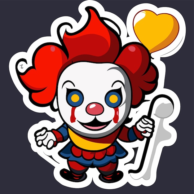 Vector clownhead joker mascotte logo met de hand getekend vlakke stijlvolle cartoon sticker icoon concept geïsoleerd
