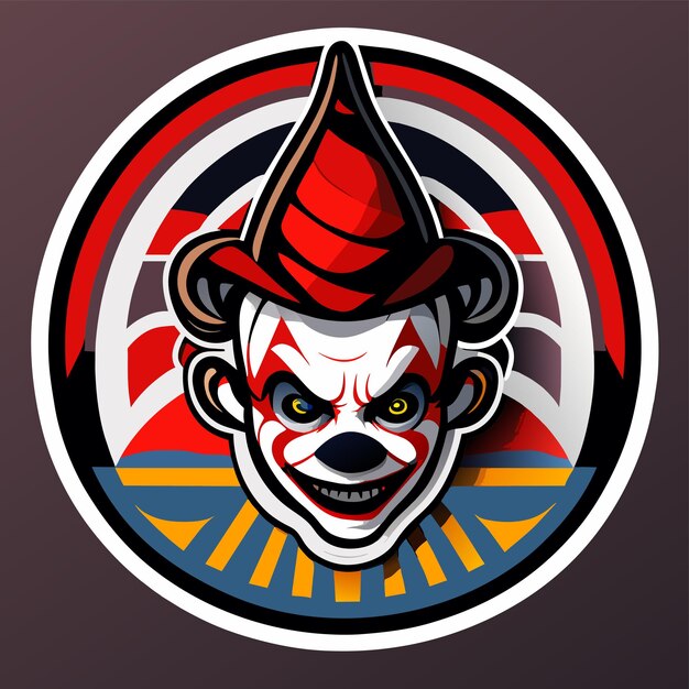 Vector clownhead joker mascotte logo met de hand getekend vlakke stijlvolle cartoon sticker icoon concept geïsoleerd